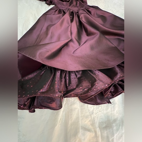 Vintage Union label Purple cold shoulder ruffle neck evening dress size 10 - Picture 5 of 9